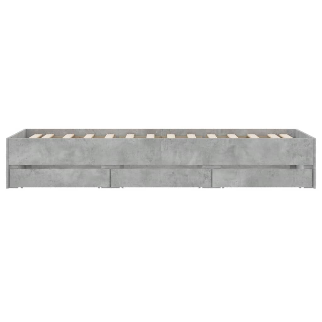 Cadre de lit avec tiroirs sans matelas gris béton 75x190 cm - XIOS