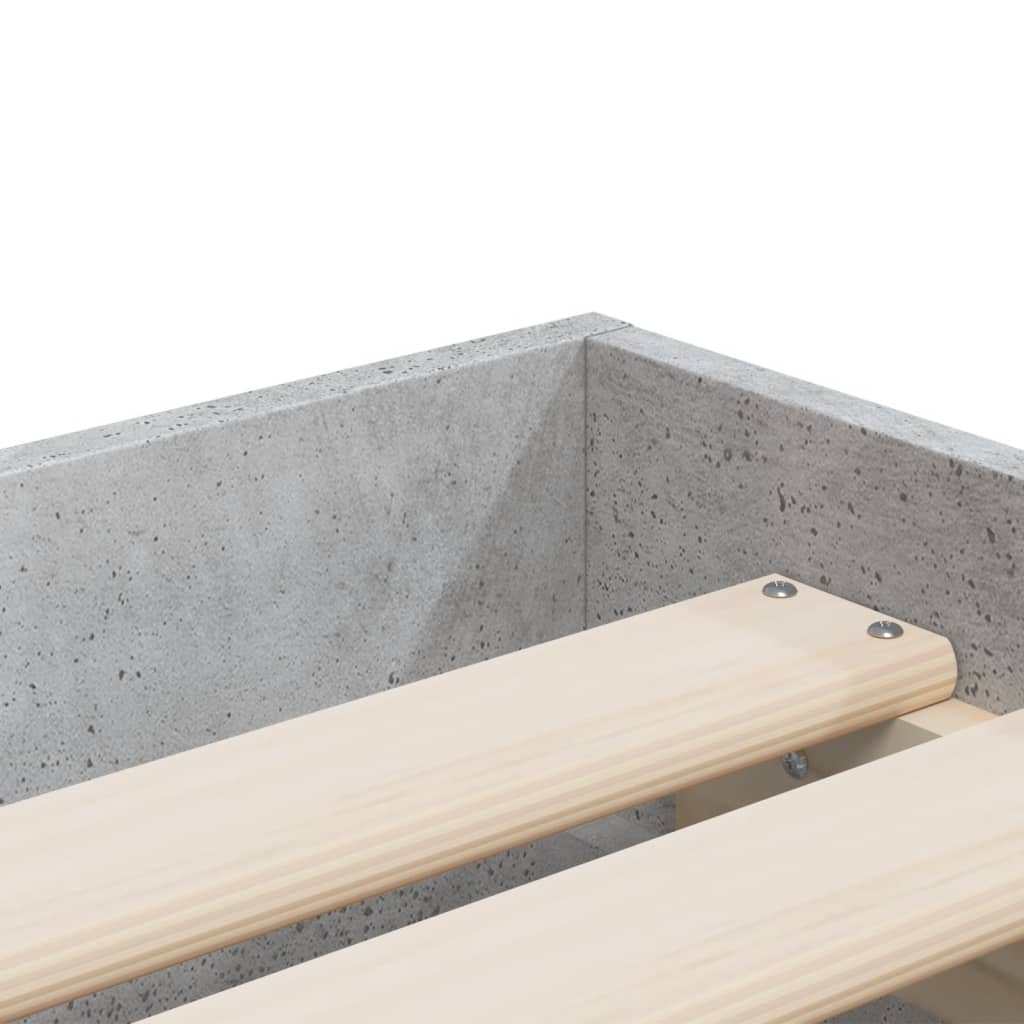 Cadre de lit avec tiroirs sans matelas gris béton 75x190 cm - XIOS