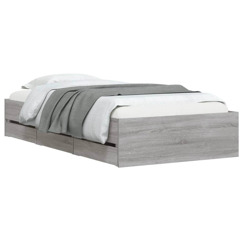 Cadre de lit avec tiroirs sans matelas sonoma gris 75x190 cm - XIOS