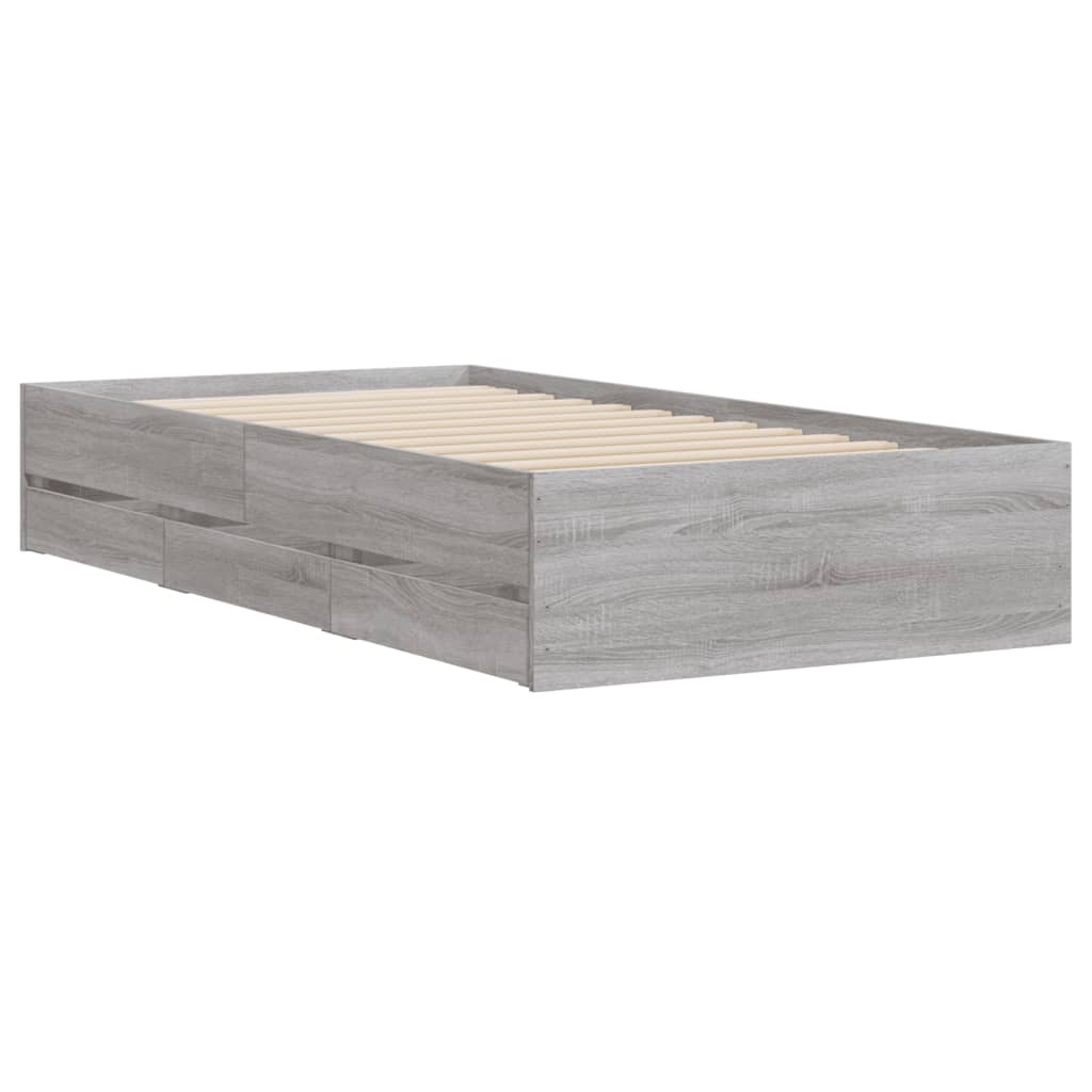 Cadre de lit avec tiroirs sans matelas sonoma gris 75x190 cm - XIOS
