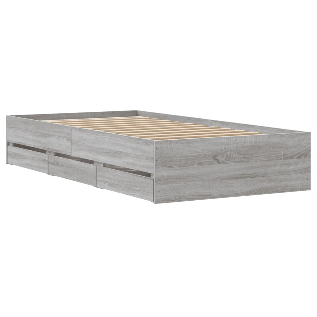 Cadre de lit avec tiroirs sans matelas sonoma gris 75x190 cm - XIOS