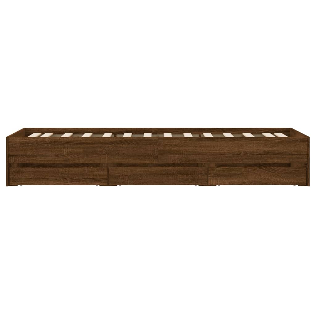 Cadre de lit avec tiroirs sans matelas chêne marron 75x190 cm - XIOS
