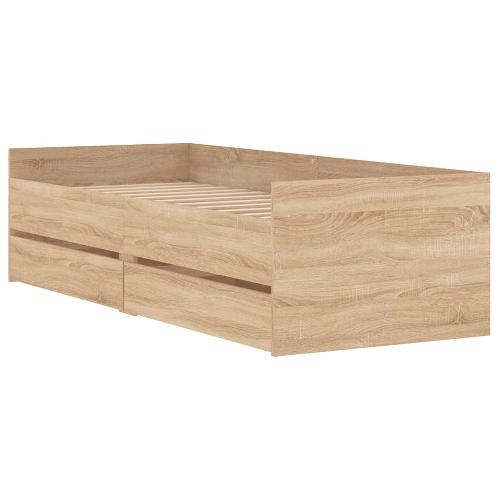 Cadre de lit avec tiroirs sans matelas chêne sonoma 100x200 cm - XIOS