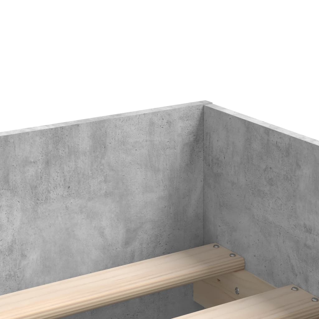 Cadre de lit avec tiroirs sans matelas gris béton 100x200 cm - XIOS