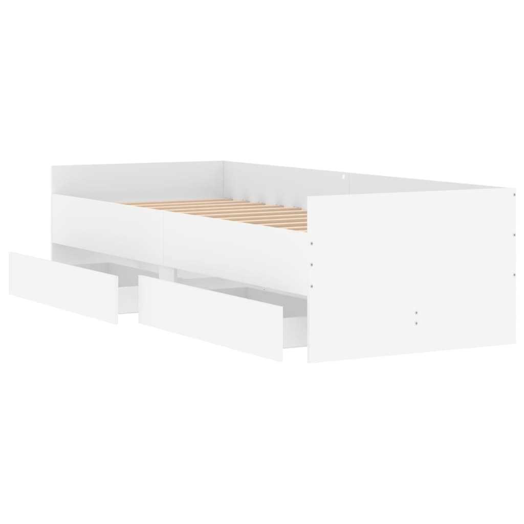 Cadre de lit avec tiroirs sans matelas blanc 90x200 cm - XIOS
