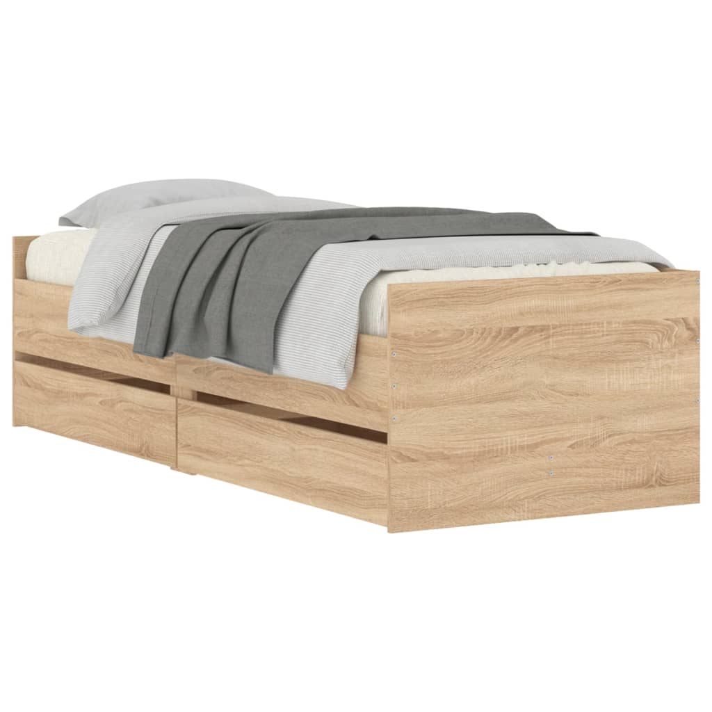 Cadre de lit avec tiroirs sans matelas chêne sonoma 90x200 cm - XIOS