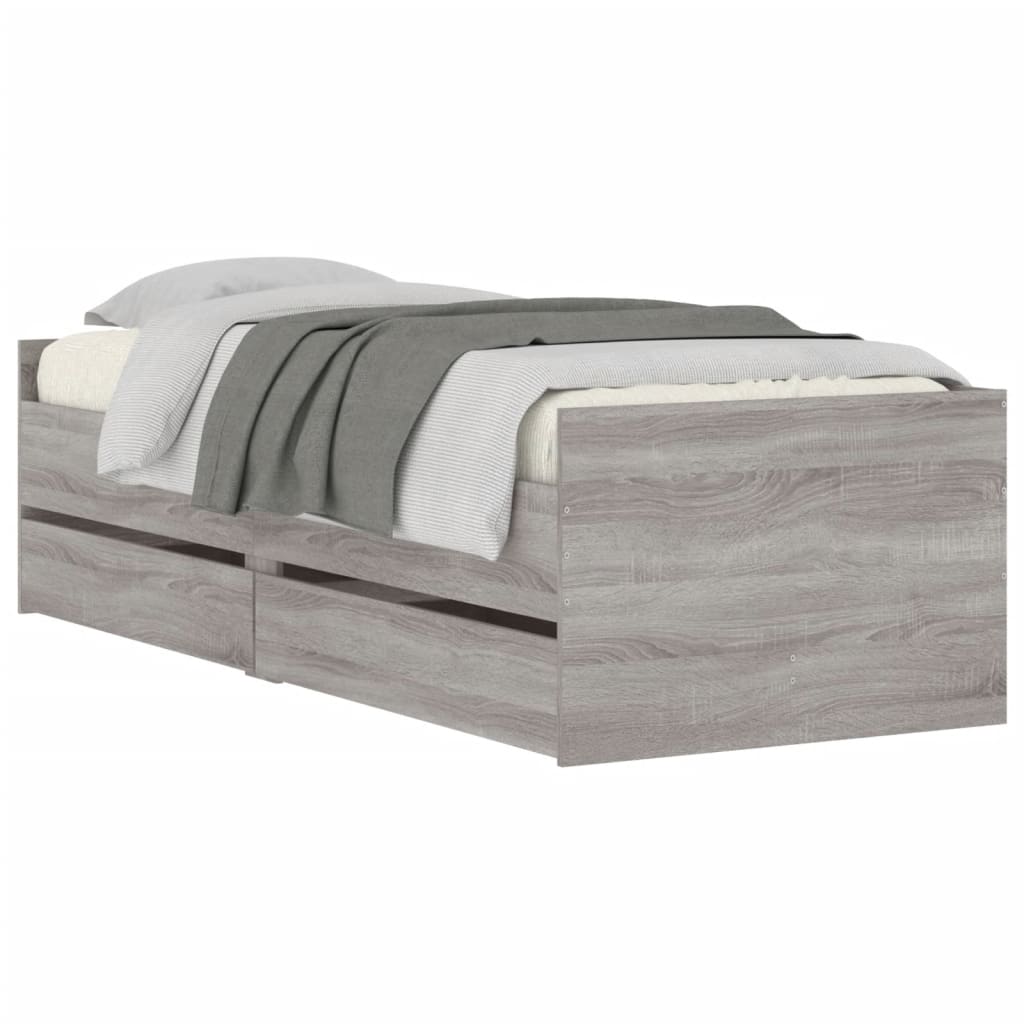 Cadre de lit avec tiroirs sans matelas sonoma gris 90x200 cm - XIOS