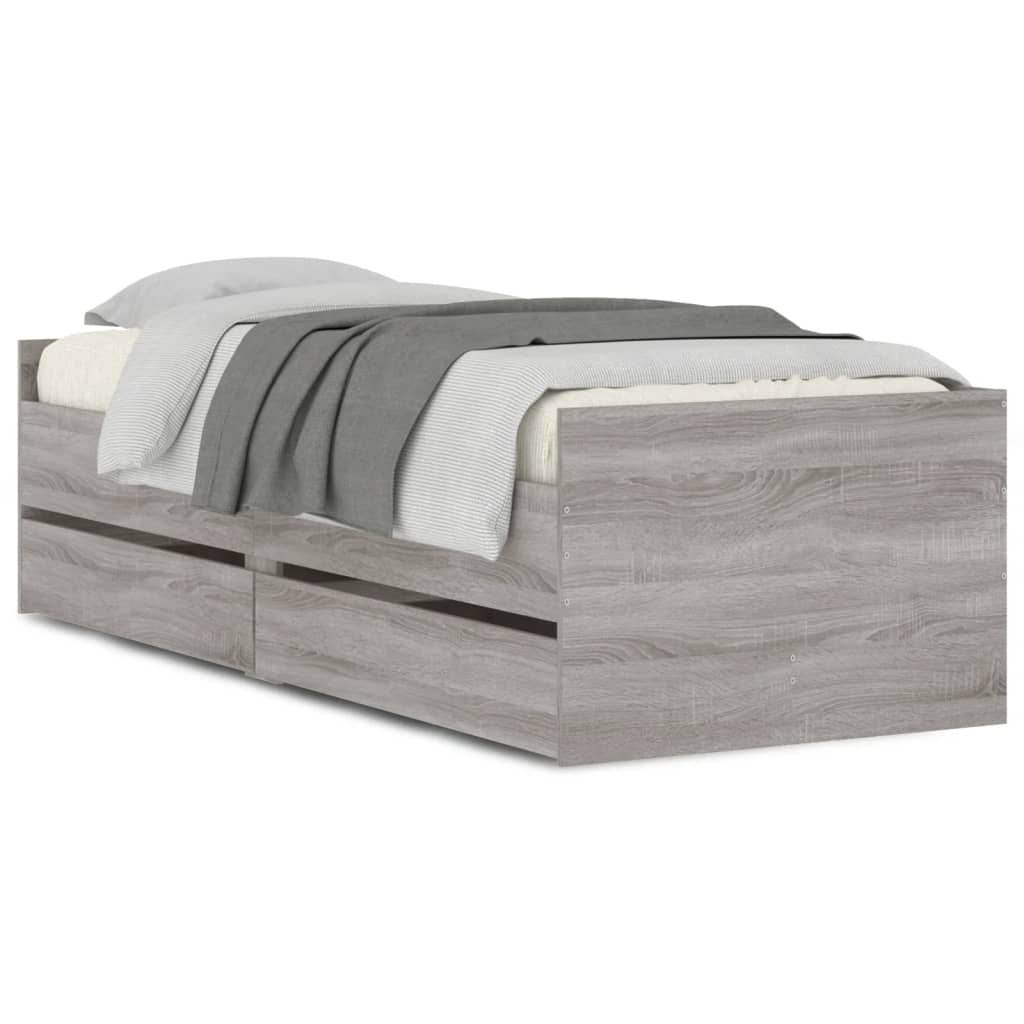 Cadre de lit avec tiroirs sans matelas sonoma gris 90x190 cm - XIOS
