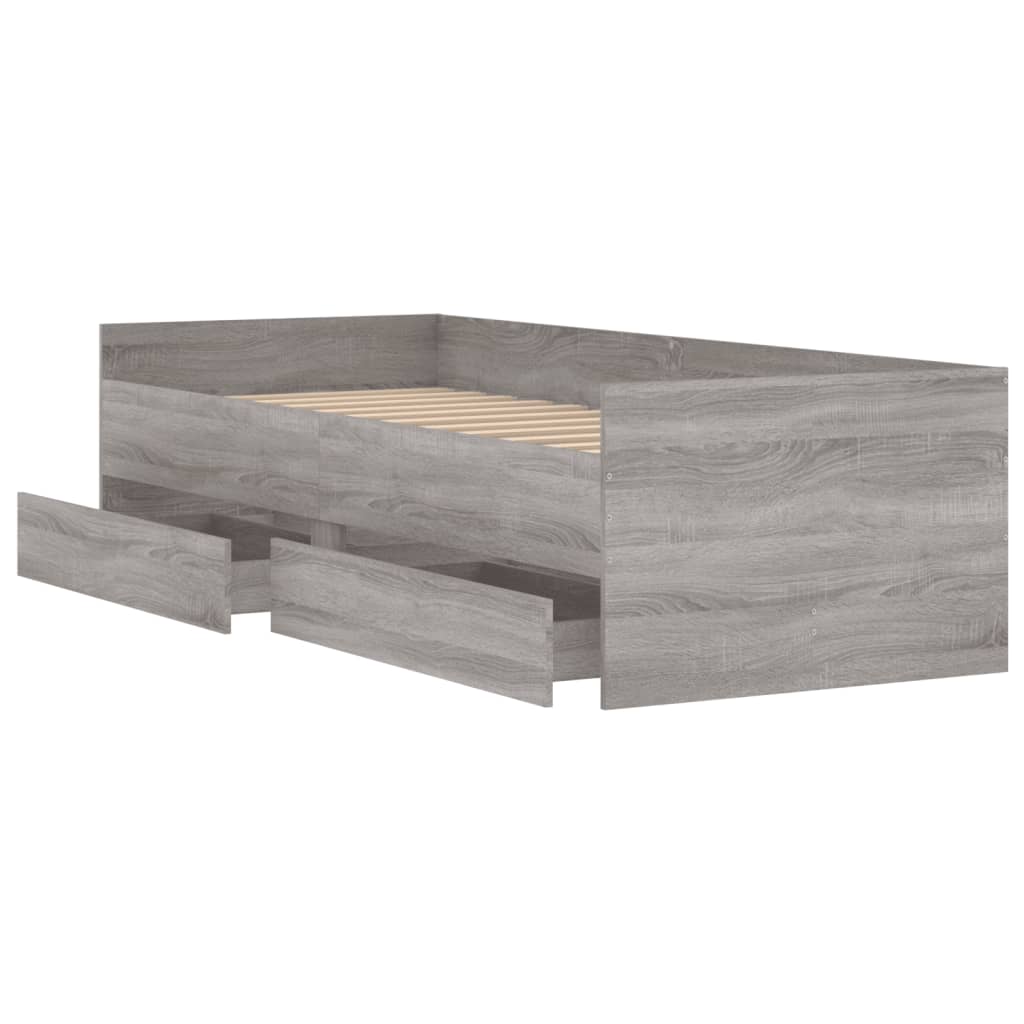 Cadre de lit avec tiroirs sans matelas sonoma gris 90x190 cm - XIOS