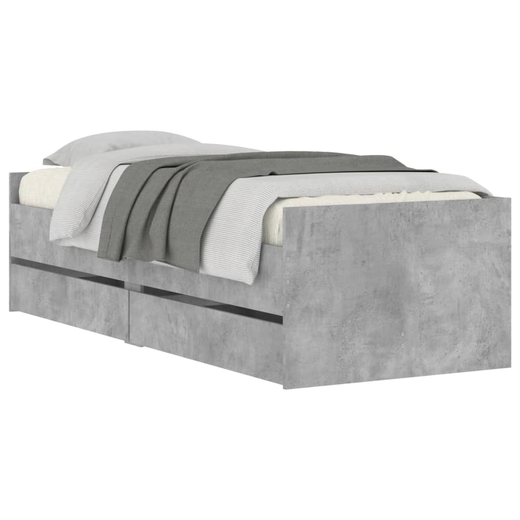 Cadre de lit sans matelas gris béton 75x190 cm - XIOS
