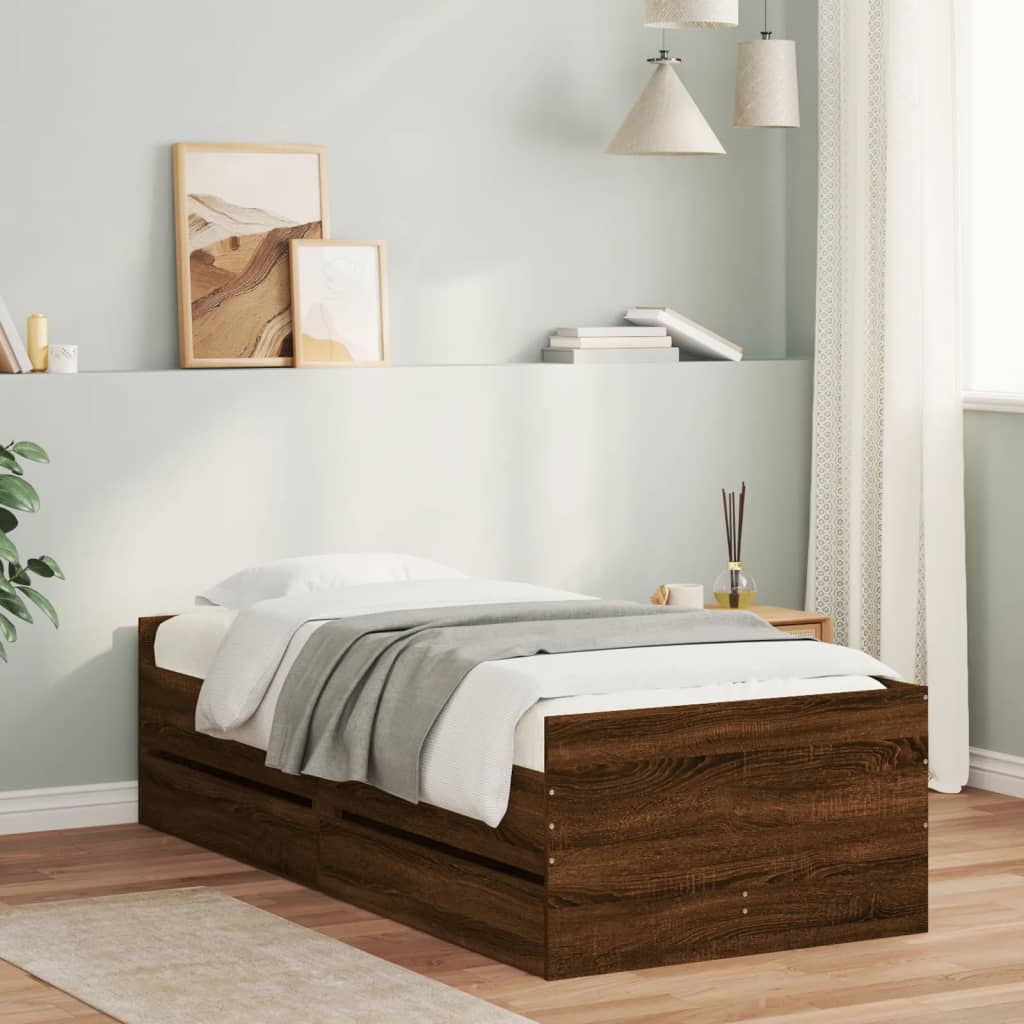 Cadre de lit sans matelas chêne marron 75x190 cm - XIOS