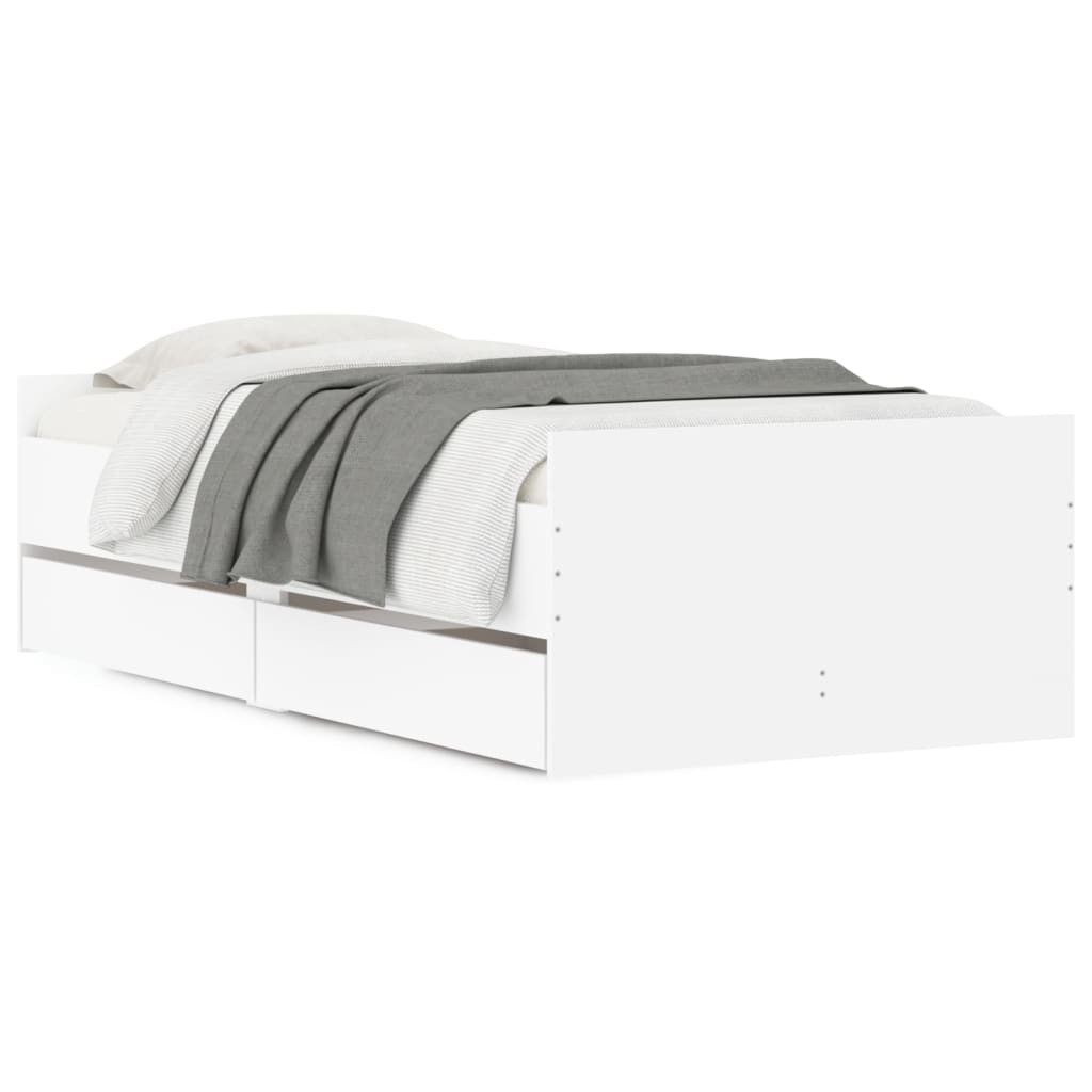 Cadre de lit avec tiroirs sans matelas blanc 90x200 cm - XIOS