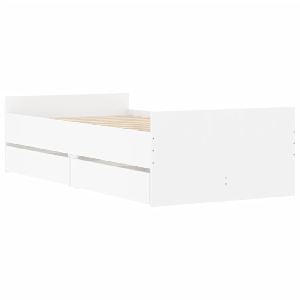 Cadre de lit avec tiroirs sans matelas blanc 90x200 cm - XIOS