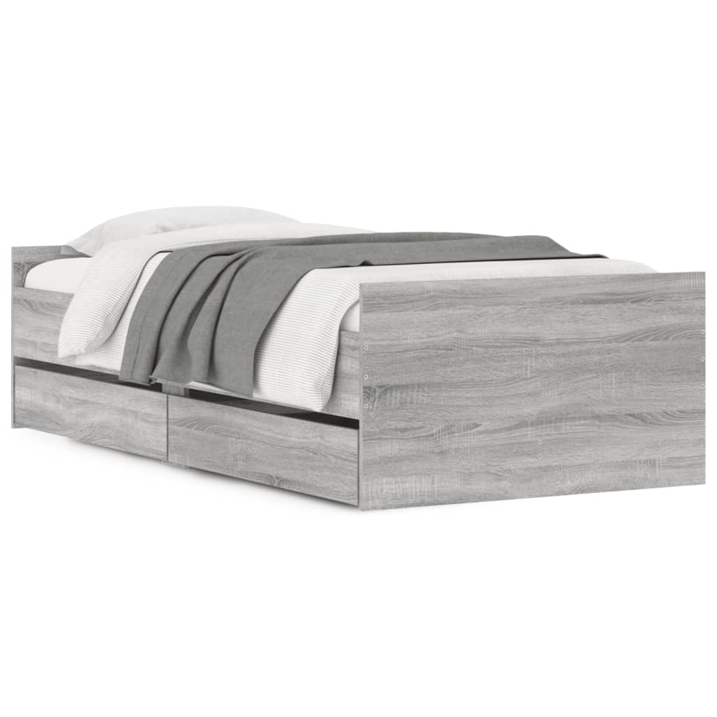 Cadre de lit avec tiroirs sans matelas sonoma gris 90x200 cm - XIOS