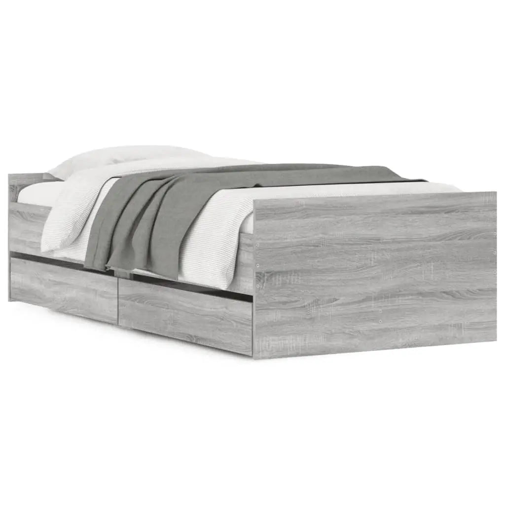 Cadre de lit avec tiroirs sans matelas sonoma gris 90x200 cm - XIOS
