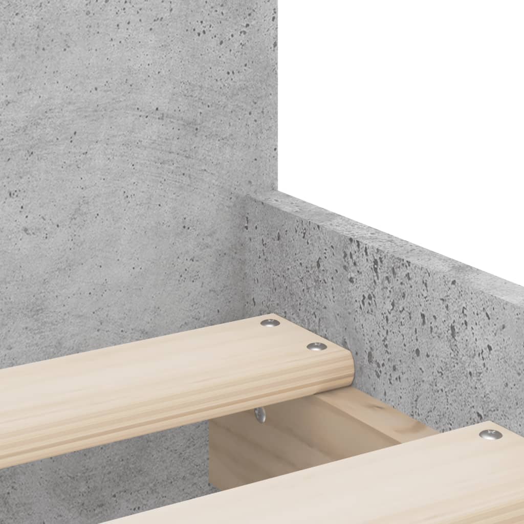 Cadre de lit avec tiroirs sans matelas gris béton 90x190 cm - XIOS