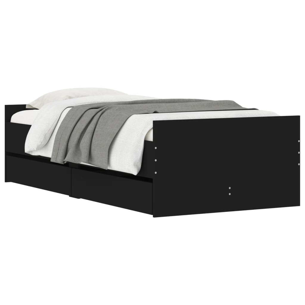 Cadre de lit sans matelas noir 75x190 cm - XIOS