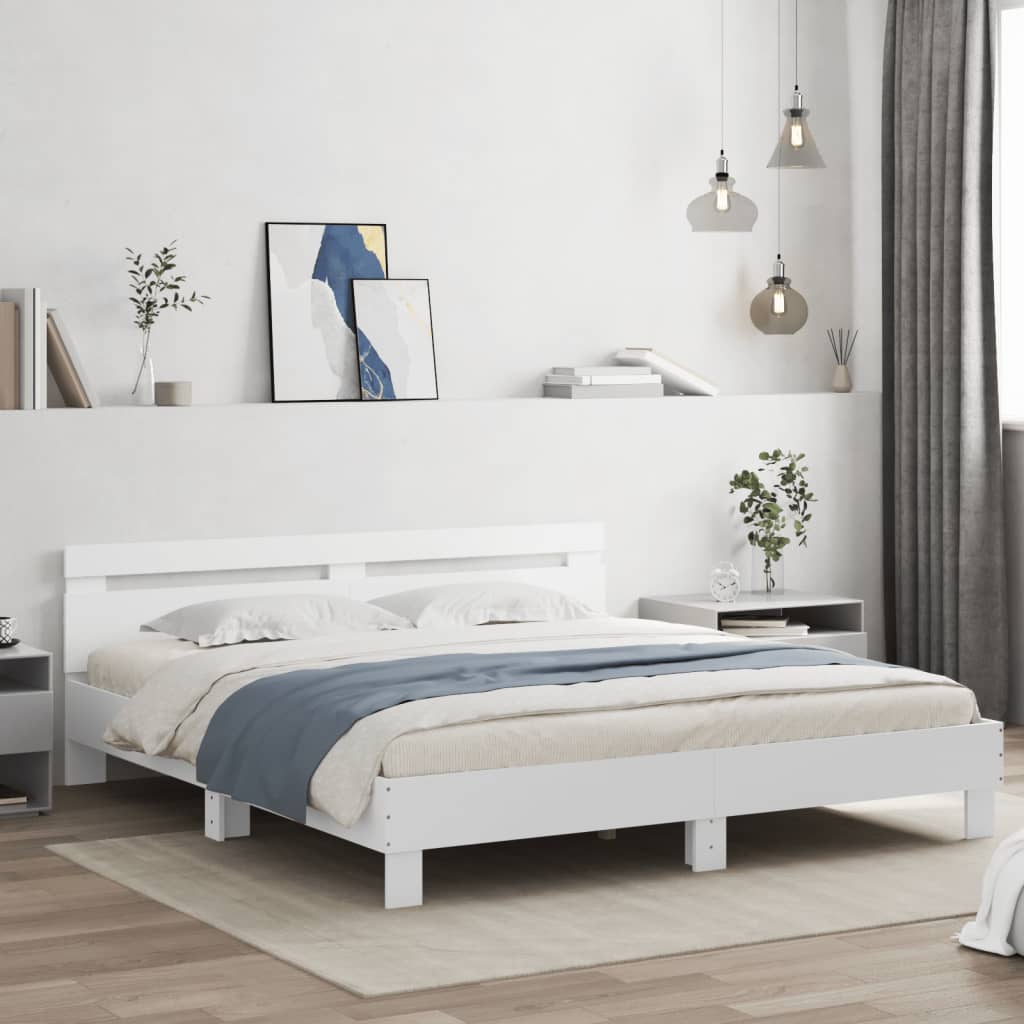 Cadre de lit sans matelas blanc 200x200 cm - XIOS