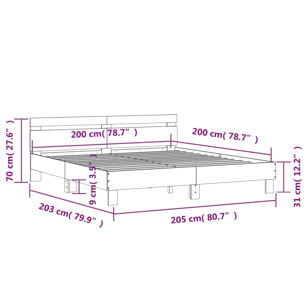 Cadre de lit sans matelas noir 200x200 cm - XIOS