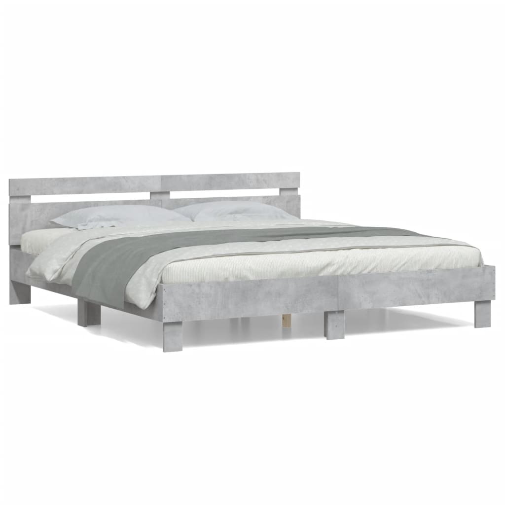 Cadre de lit sans matelas gris béton 200x200 cm - XIOS