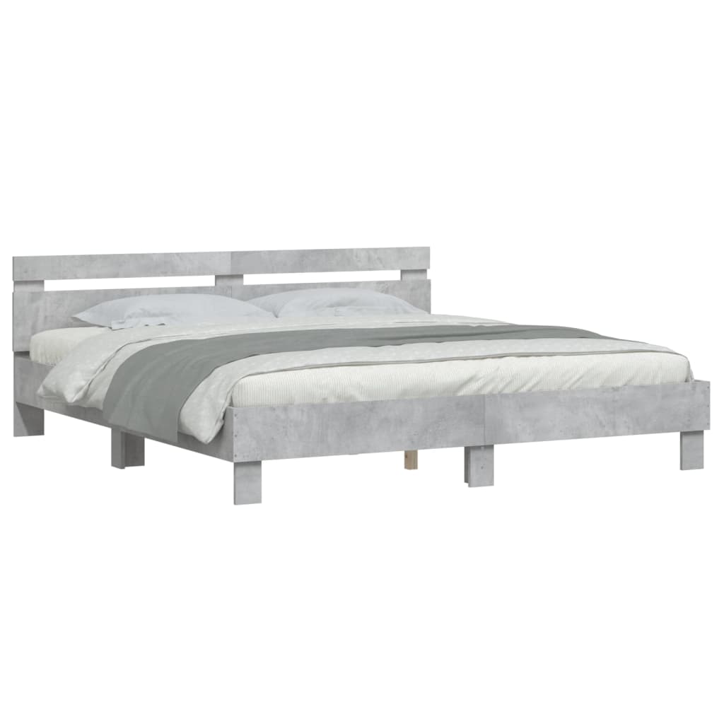 Cadre de lit sans matelas gris béton 200x200 cm - XIOS