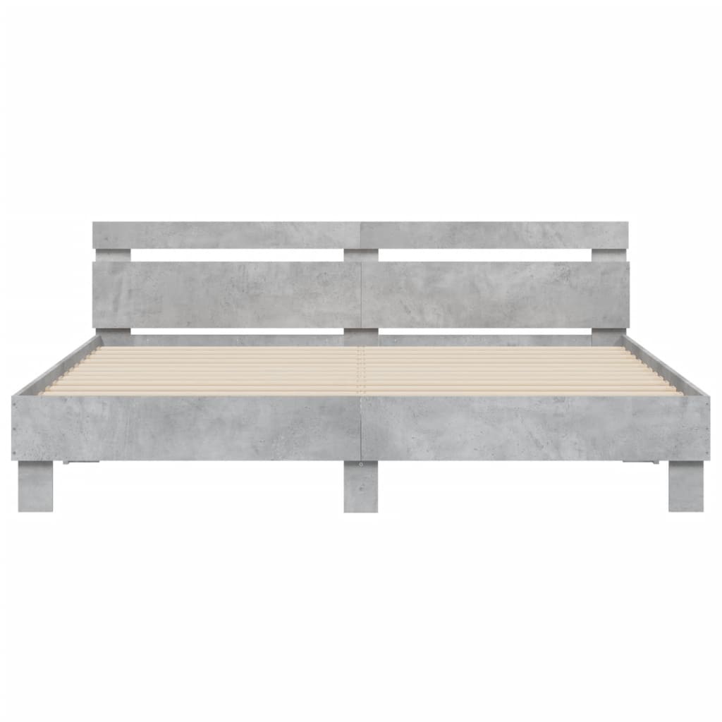 Cadre de lit sans matelas gris béton 200x200 cm - XIOS