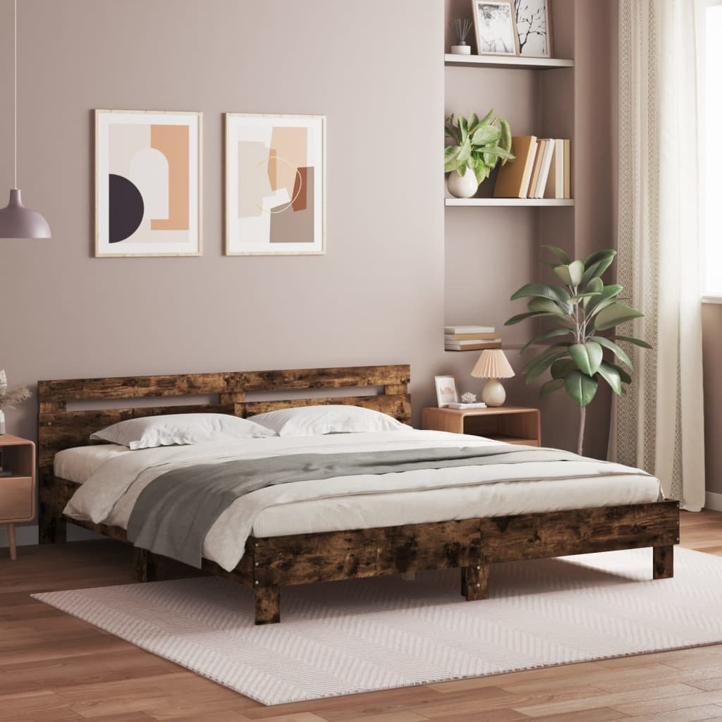 Cadre de lit sans matelas chêne fumé 200x200 cm - XIOS
