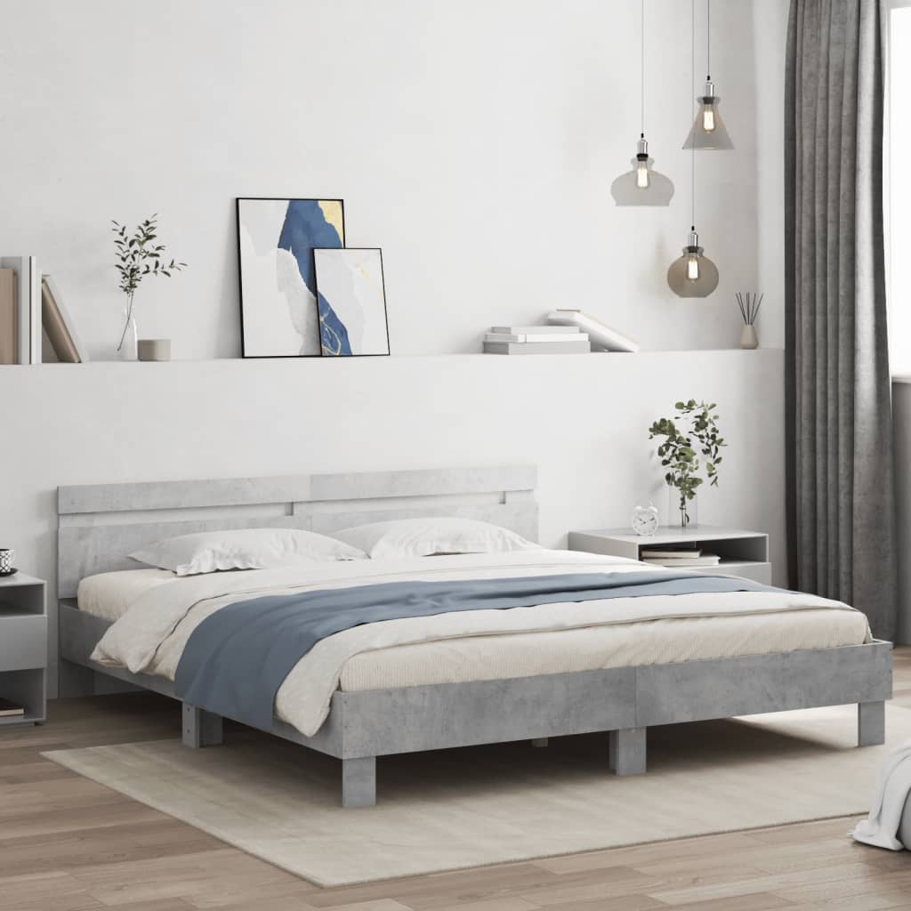 Cadre de lit sans matelas gris béton 180x200 cm - XIOS