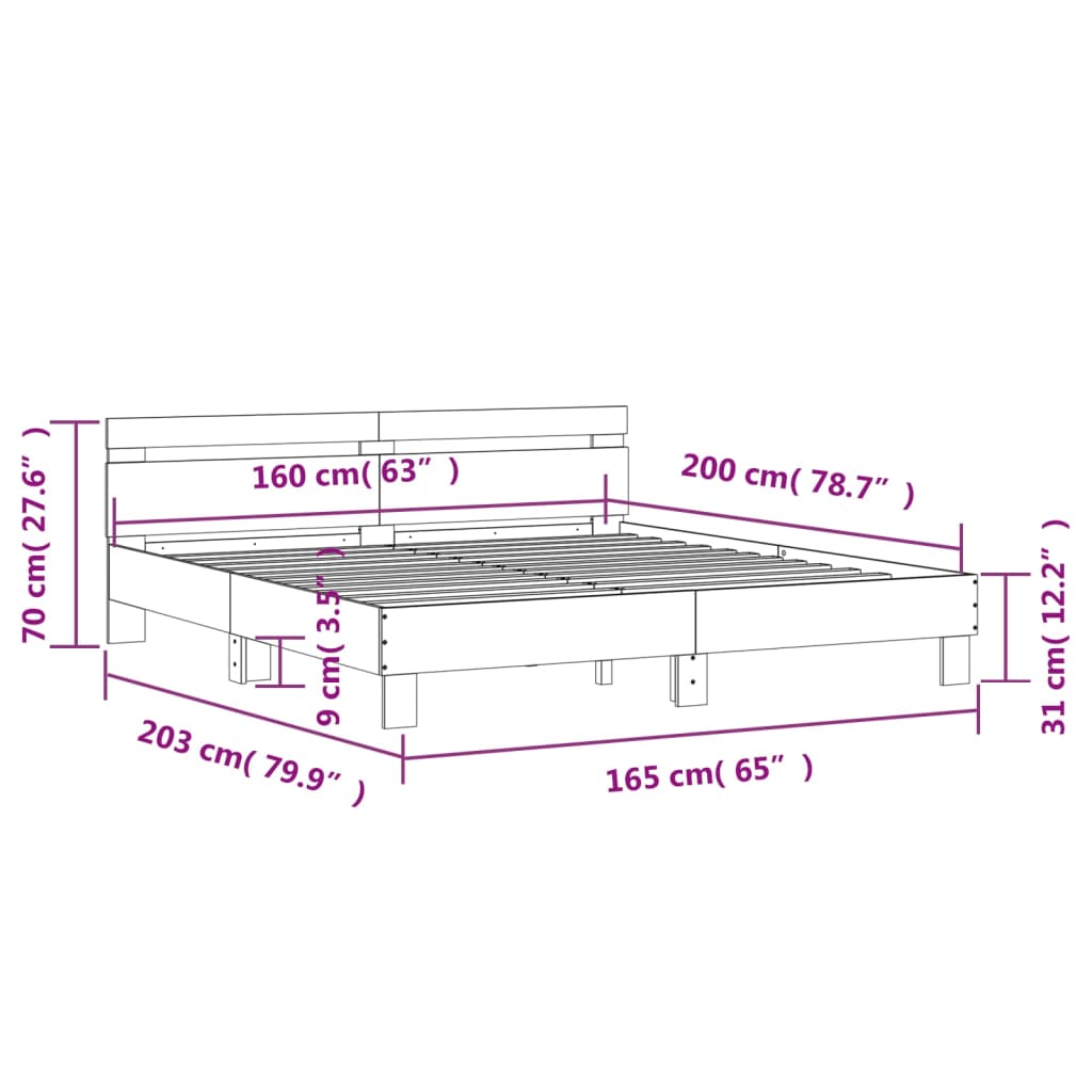 Cadre de lit sans matelas noir 160x200 cm - XIOS