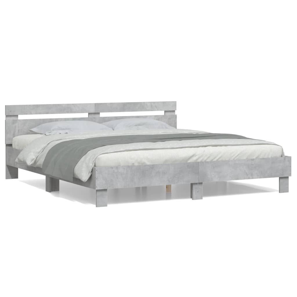 Cadre de lit sans matelas gris béton 160x200 cm - XIOS