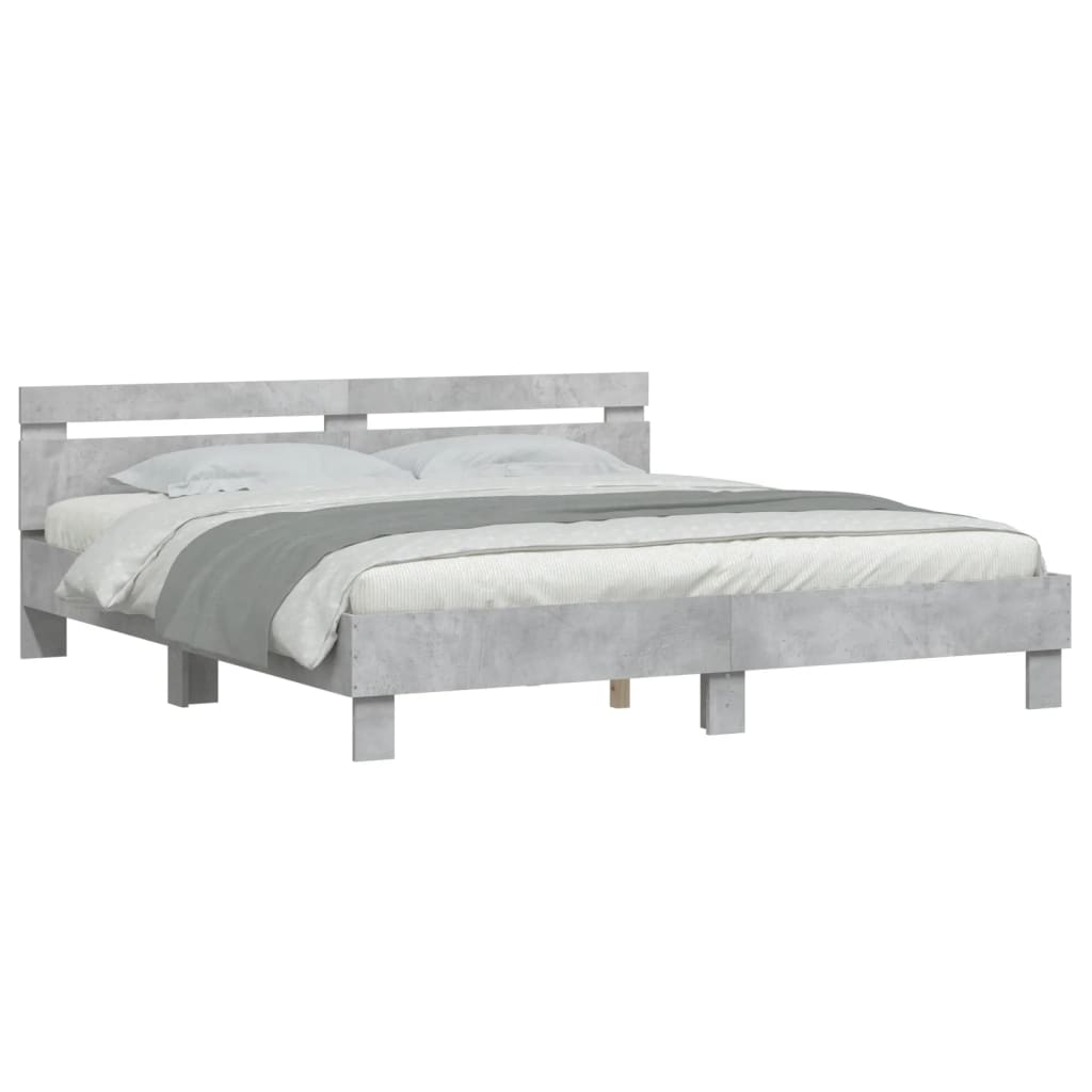 Cadre de lit sans matelas gris béton 160x200 cm - XIOS