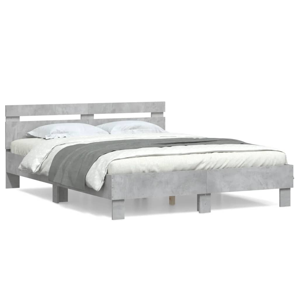 Cadre de lit sans matelas gris béton 140x200 cm - XIOS