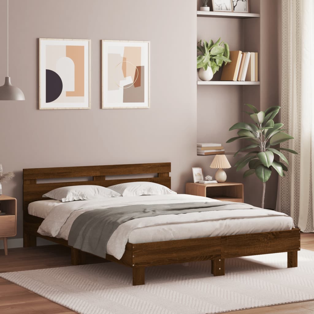 Cadre de lit sans matelas chêne marron 140x200 cm - XIOS