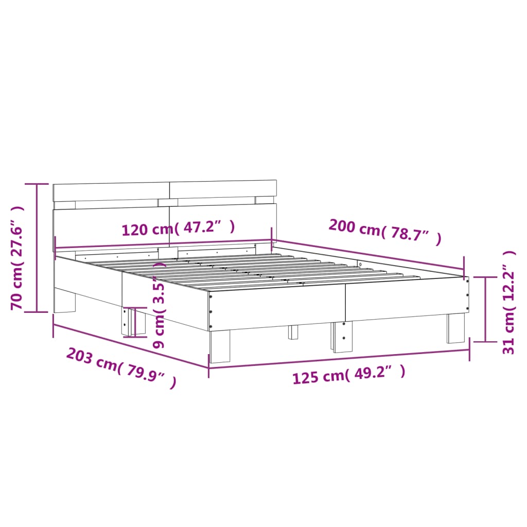 Cadre de lit sans matelas chêne fumé 120x200 cm - XIOS