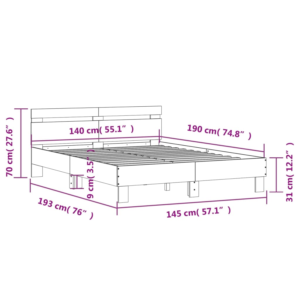 Cadre de lit sans matelas blanc 140x190 cm - XIOS