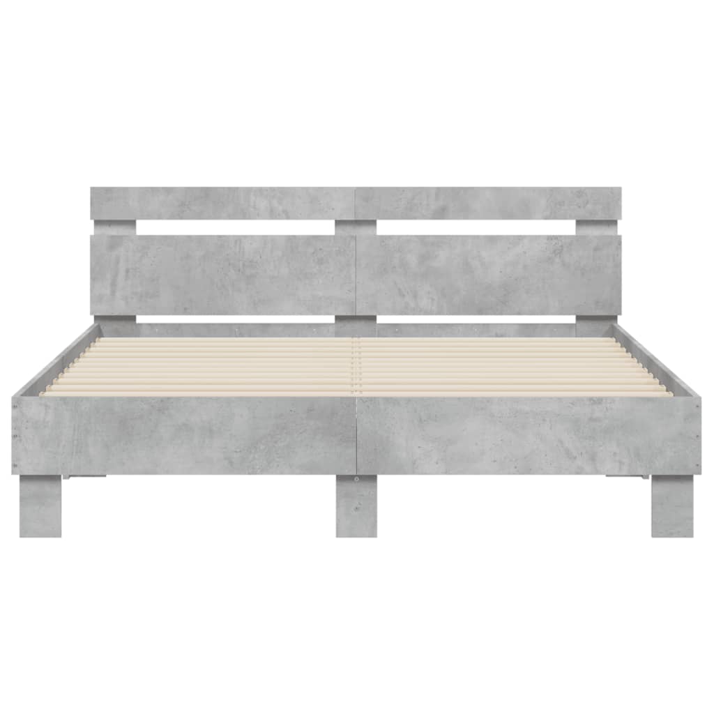 Cadre de lit sans matelas gris béton 140x190 cm - XIOS