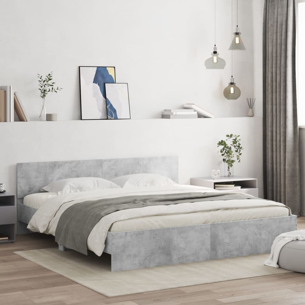 Cadre de lit sans matelas gris béton 180x200 cm - XIOS