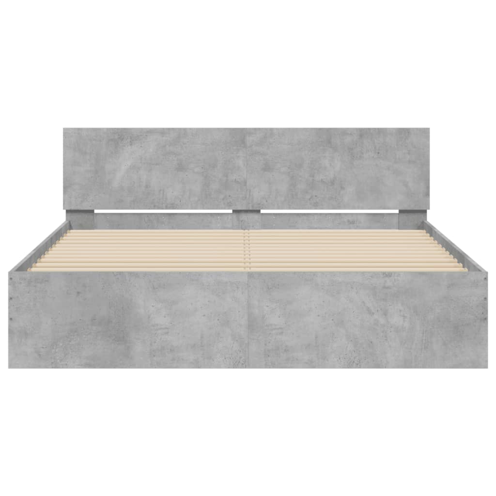 Cadre de lit sans matelas gris béton 150x200 cm - XIOS