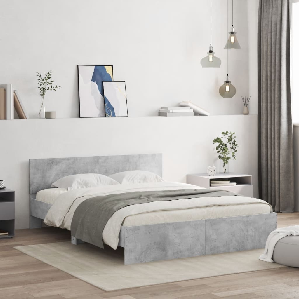 Cadre de lit sans matelas gris béton 150x200 cm - XIOS