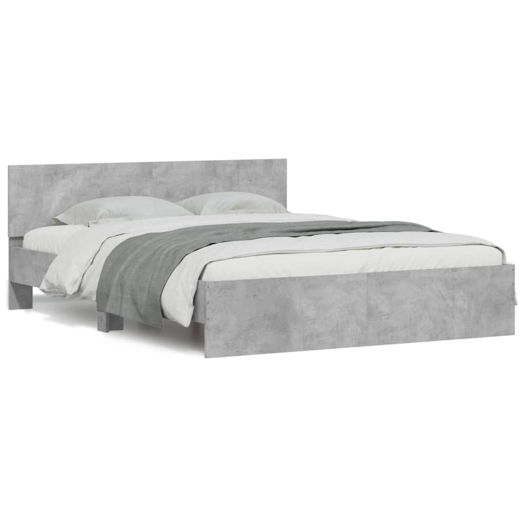 Cadre de lit sans matelas gris béton 140x200 cm - XIOS