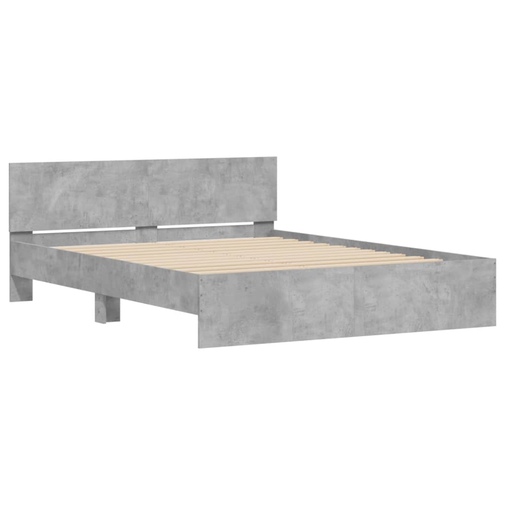 Cadre de lit sans matelas gris béton 140x190 cm - XIOS