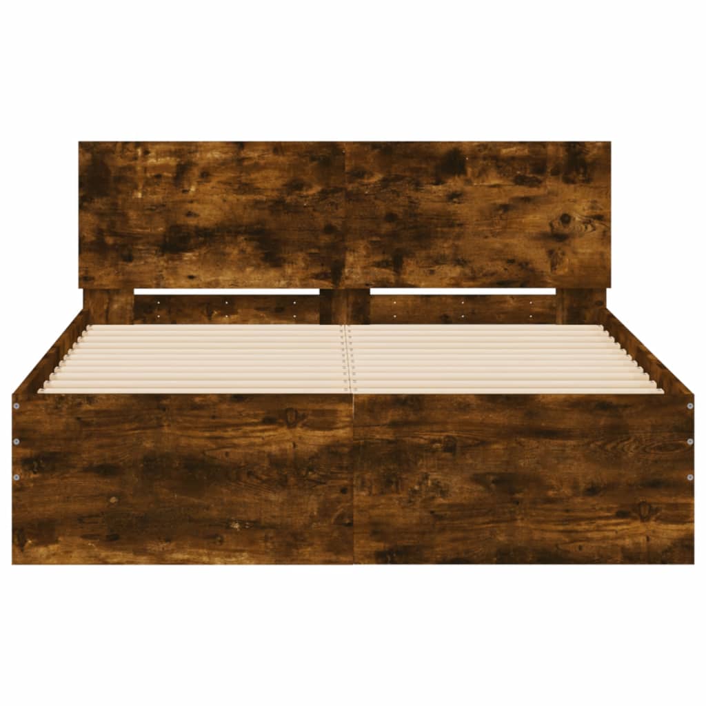 Cadre de lit sans matelas chêne fumé 135x190 cm - XIOS