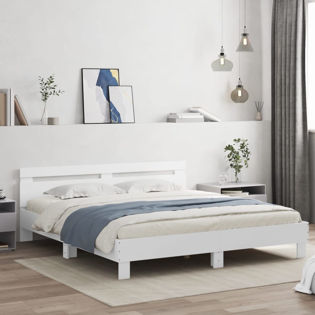 Cadre de lit avec LED sans matelas blanc 200x200 cm - XIOS