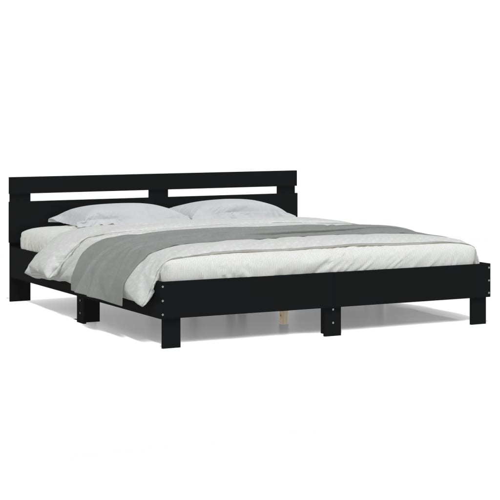 Cadre de lit avec LED sans matelas noir 200x200 cm - XIOS