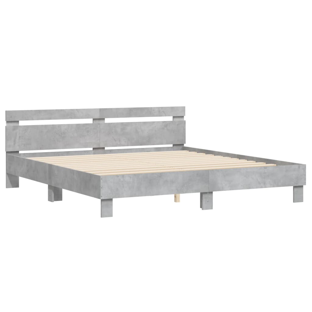 Cadre de lit avec LED sans matelas gris béton 200x200 cm - XIOS