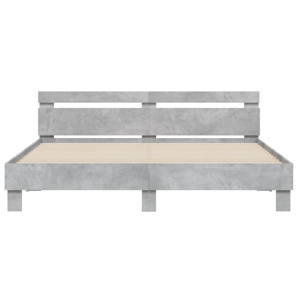 Cadre de lit avec LED sans matelas gris béton 200x200 cm - XIOS