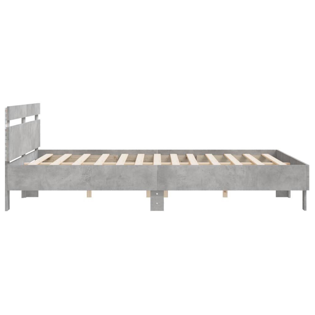 Cadre de lit avec LED sans matelas gris béton 200x200 cm - XIOS