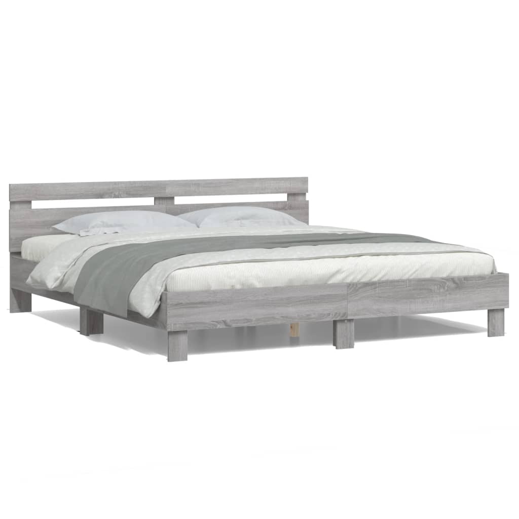 Cadre de lit avec LED sans matelas sonoma gris 200x200 cm - XIOS