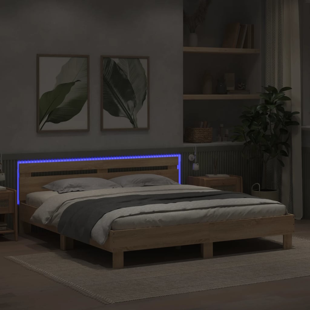 Cadre de lit avec LED sans matelas chêne sonoma 180x200 cm - XIOS
