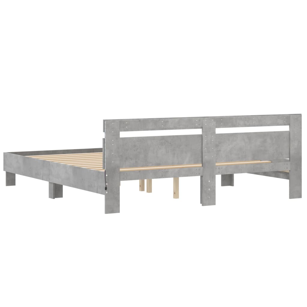 Cadre de lit avec LED sans matelas gris béton 180x200 cm - XIOS